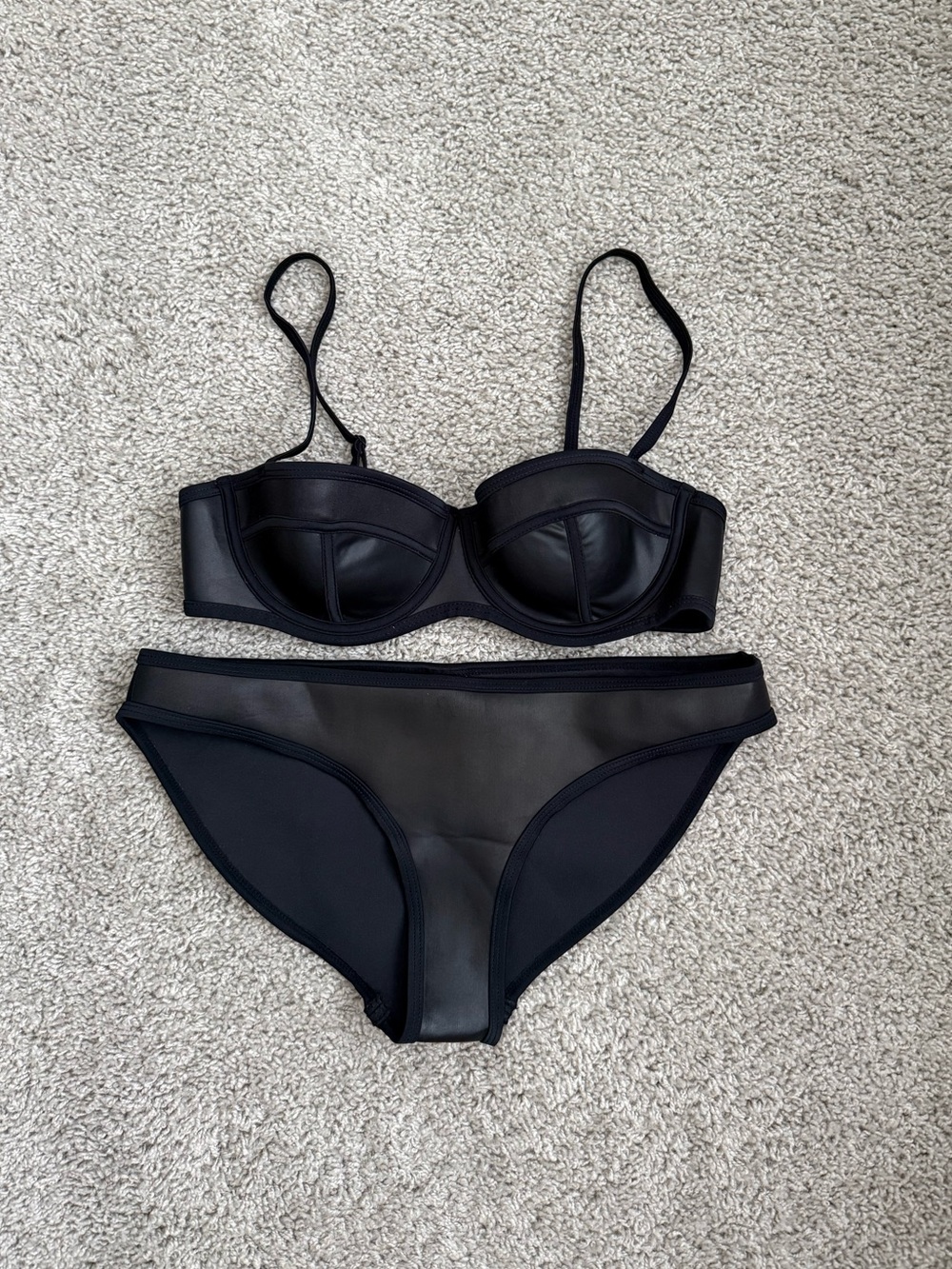 TRIANGL Black Mesh Panel Bikini Set